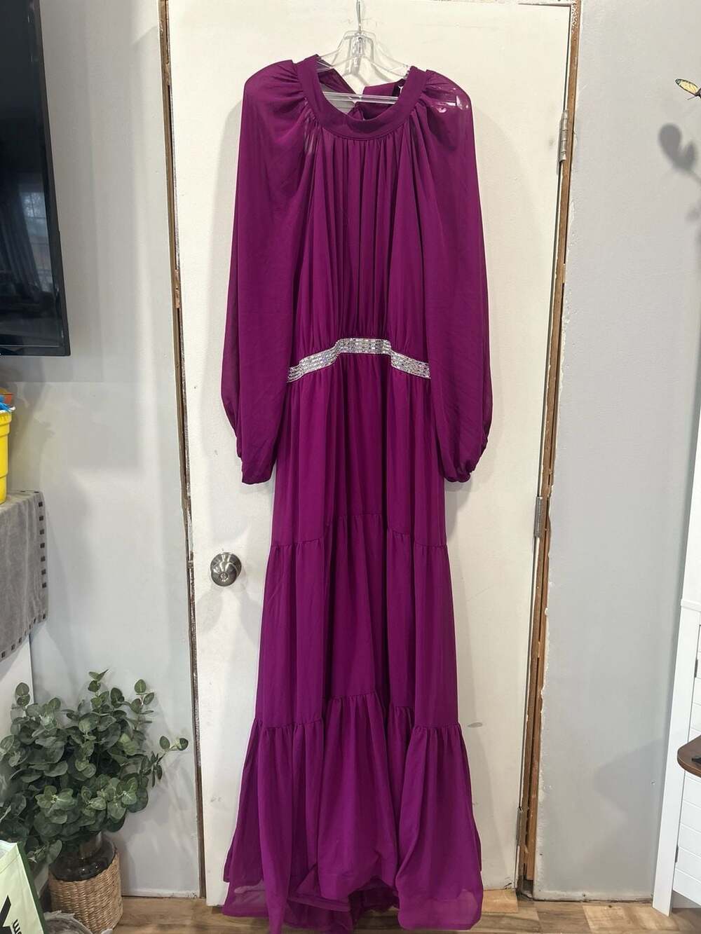 Purple Chiffon Mock Neck Evening Gown NWT. 4XL